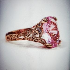 Band Oval Cut Pink Topaz Gemstone Rose gold Ring S